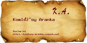 Komlósy Aranka névjegykártya